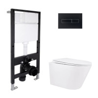 Готове рішення Qtap для ванної кімнати: підвісний унітаз Swan Rimless 520x360x320 + комплект інсталяції Standard (лінійна клавіша