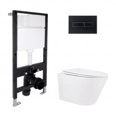 Готове рішення Qtap для ванної кімнати: підвісний унітаз Swan Rimless 520x360x320 + комплект інсталяції Standard (лінійна клавіша