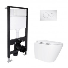 Готовое решение Qtap для ванной комнаты: подвесной унитаз Swan Ultra Quiet 520x360x320 + комплект установки Standard (круглая