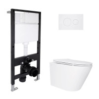 Готове рішення Qtap для ванної кімнати: підвісний унітаз Swan Ultra Quiet 520x360x320 + комплект інсталяції Standard (кругла