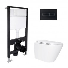 Готовое решение Qtap для ванной комнаты: подвесной унитаз Swan Ultra Quiet 520x360x320 + комплект инсталляции Standard (линейная