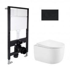 Готовое решение Qtap для ванной комнаты: подвесной унитаз Taurus Ultra Quiet 485x360x350 + комплект инсталляции Standard (круглая