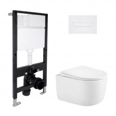 Готовое решение Qtap для ванной комнаты: подвесной унитаз Taurus Ultra Quiet 485x360x350 + комплект инсталляции Standard (линейная