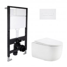 Готовое решение Qtap для ванной комнаты: подвесной унитаз Taurus Ultra Quiet 515x360x350 + комплект инсталляции Standard (линейная