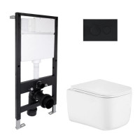 Готове рішення Qtap для ванної кімнати: підвісний унітаз Gemini Ultra Quiet 485x340x350 + комплект інсталяції Standard (кругла