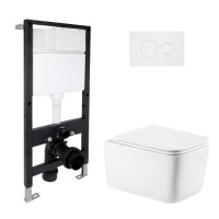 Готове рішення Qtap для ванної кімнати: підвісний унітаз Gemini Ultra Quiet 520x360x350 + комплект інсталяції Standard (кругла