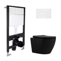 Готовое решение Qtap для ванной комнаты: подвесной унитаз Robin New Ultra Quiet 490x365x325 + комплект установки Standard (круглая