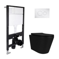 Готовое решение Qtap для ванной комнаты: подвесной унитаз Scorpio Ultra Quiet 520x365x365 + комплект установки Standard (круглая