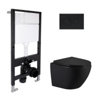 Готовое решение Qtap для ванной комнаты: подвесной унитаз Jay Ultra Quiet 485x360x320 + комплект установки Standard (круглая