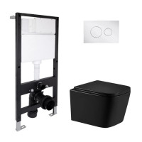 Готовое решение Qtap для ванной комнаты: подвесной унитаз Crow Ultra Quiet 485x340x290 + комплект установки Standard (круглая