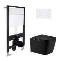 Готовое решение Qtap для ванной комнаты: подвесной унитаз Crow Ultra Quiet 485x340x290 + комплект установки Standard (круглая