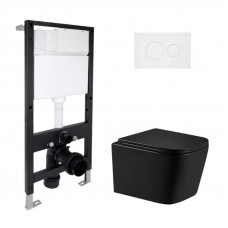 Готовое решение Qtap для ванной комнаты: подвесной унитаз Crow Ultra Quiet 485x340x290 + комплект установки Standard (круглая