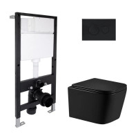 Готовое решение Qtap для ванной комнаты: подвесной унитаз Crow Ultra Quiet 485x340x290 + комплект установки Standard (круглая