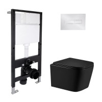Готовое решение Qtap для ванной комнаты: подвесной унитаз Crow Ultra Quiet 485x340x290 + комплект инсталляции Standard (линейная