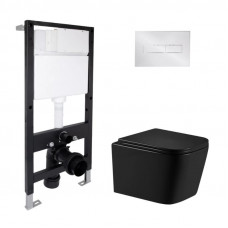 Готовое решение Qtap для ванной комнаты: подвесной унитаз Crow Ultra Quiet 485x340x290 + комплект инсталляции Standard (линейная