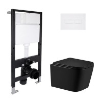 Готовое решение Qtap для ванной комнаты: подвесной унитаз Crow Ultra Quiet 485x340x290 + комплект инсталляции Standard (линейная