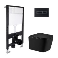 Готовое решение Qtap для ванной комнаты: подвесной унитаз Crow Ultra Quiet 485x340x290 + комплект инсталляции Standard (линейная