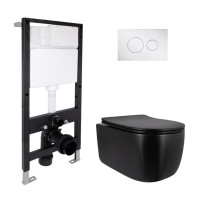 Готовое решение Qtap для ванной комнаты: подвесной унитаз Taurus Ultra Quiet 515x360x350 + комплект установки Standard (круглая