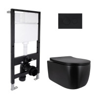 Готовое решение Qtap для ванной комнаты: подвесной унитаз Taurus Ultra Quiet 515x360x350 + комплект установки Standard (круглая