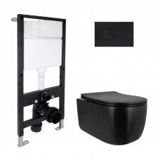 Готовое решение Qtap для ванной комнаты: подвесной унитаз Taurus Ultra Quiet 515x360x350 + комплект установки Standard (круглая