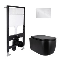 Готовое решение Qtap для ванной комнаты: подвесной унитаз Taurus Ultra Quiet 515x360x350 + комплект инсталляции Standard (линейная