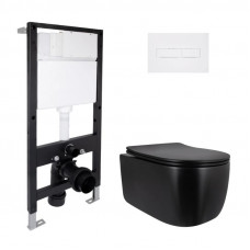 Готовое решение Qtap для ванной комнаты: подвесной унитаз Taurus Ultra Quiet 515x360x350 + комплект инсталляции Standard (линейная