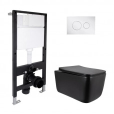 Готовое решение Qtap для ванной комнаты: подвесной унитаз Gemini Ultra Quiet 520x360x350 + комплект установки Standard (круглая