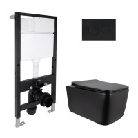 Готовое решение Qtap для ванной комнаты: подвесной унитаз Gemini Ultra Quiet 520x360x350 + комплект установки Standard (круглая