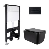 Готовое решение Qtap для ванной комнаты: подвесной унитаз Gemini Ultra Quiet 520x360x350 + комплект инсталляции Standard (линейная