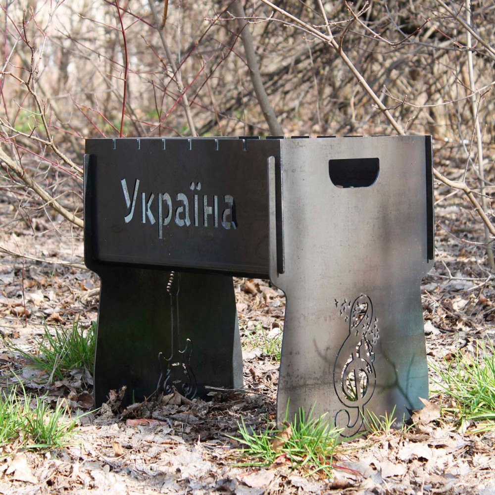 Мангал на 8 шт SHOP-PAN разборной с индивидуальной гравировкой - Герб, Тризуб, Украина SP00201