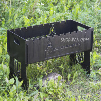 Мангал разборной с индивидуальной надписью на 10 шампуров - кремль горит