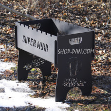 Мангал разборной крашеный на 8 шампуров с индивидуальной гравировкой - Super муж