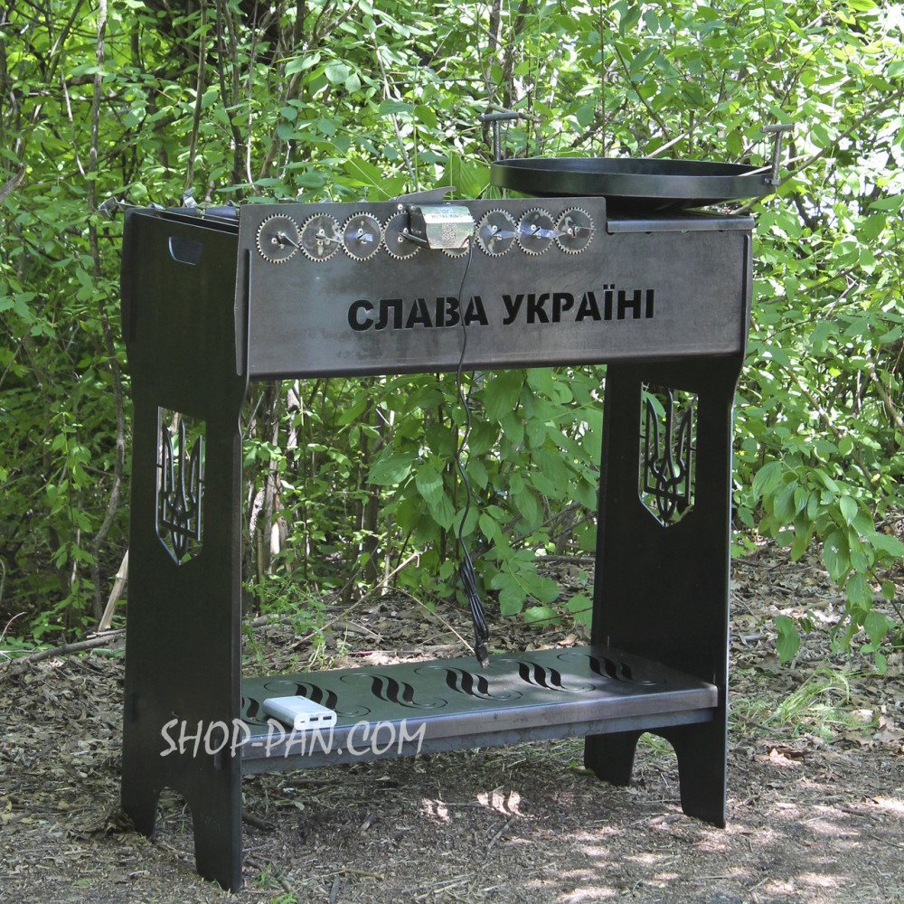 Мангальний комплекс: Мангал розбірний високий із вбудованою шашличницею на 8 шт + Сковорода 40 см із кришкою SP00236