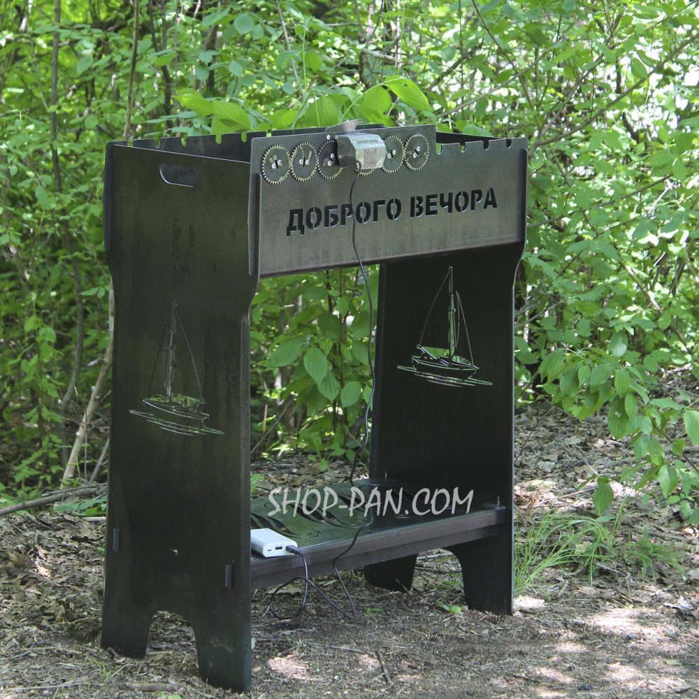 Мангальний комплекс: Мангал розбірний високий із вбудованою шашличницею на 8 шт + Сковорода 40 см із кришкою SP00236