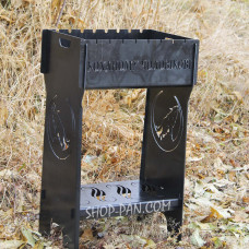 Мангал разборной высокий на 8 шампуров с подставкой для дров и индивидуальной гравировкой