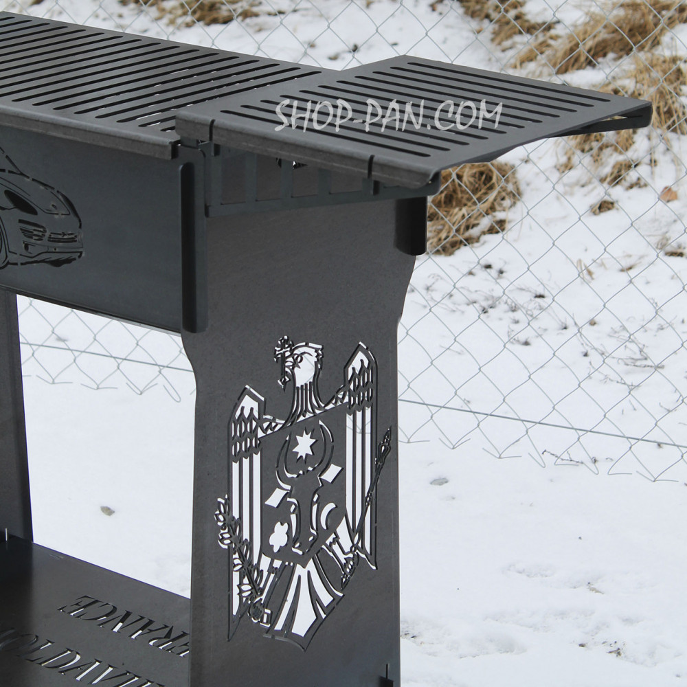 Мангал разборной высокий на 8 шампуров с подставкой для дров и индивидуальной гравировкой SP00240