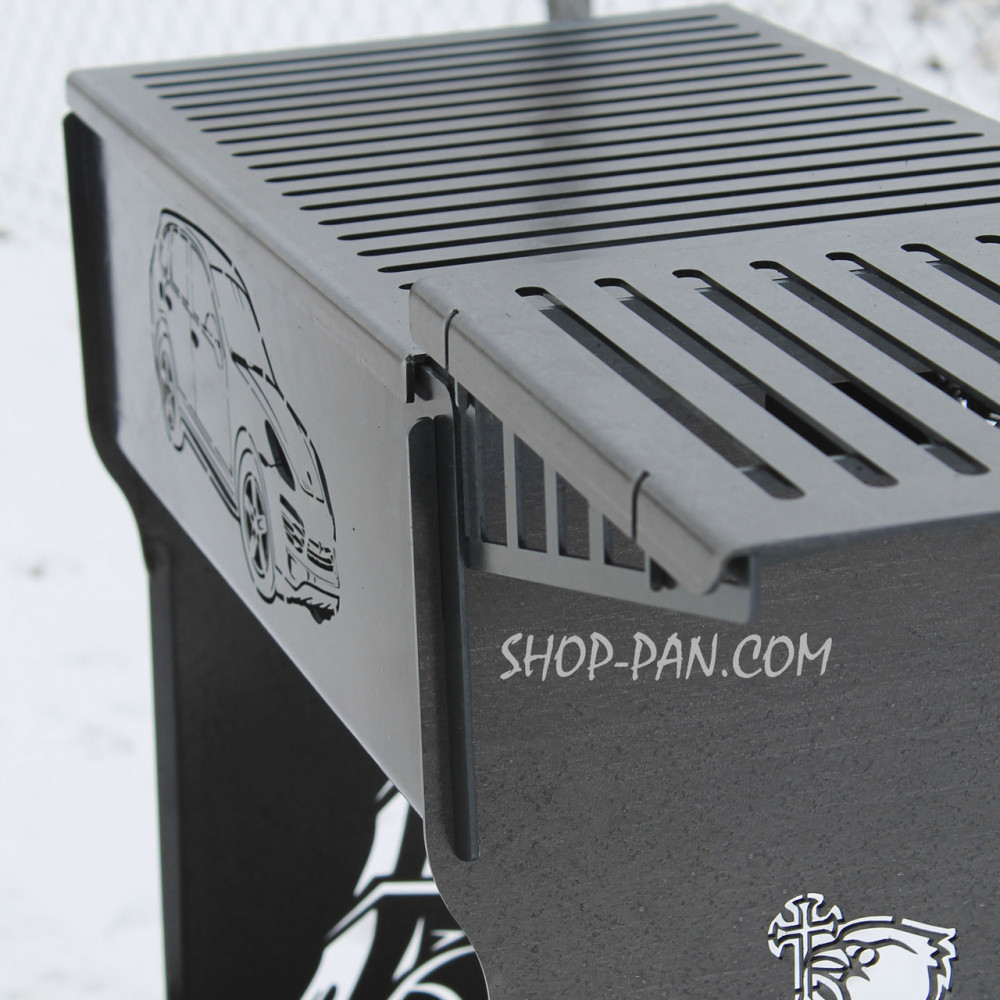 Мангал разборной высокий на 12 шампуров с подставкой для дров и индивидуальной гравировкой SP00242