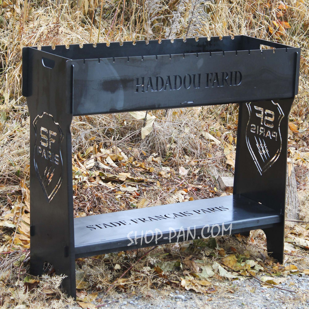 Мангал розбірний високий на 16 шампурів із підставкою для дров та індивідуальним гравіюванням SP00244