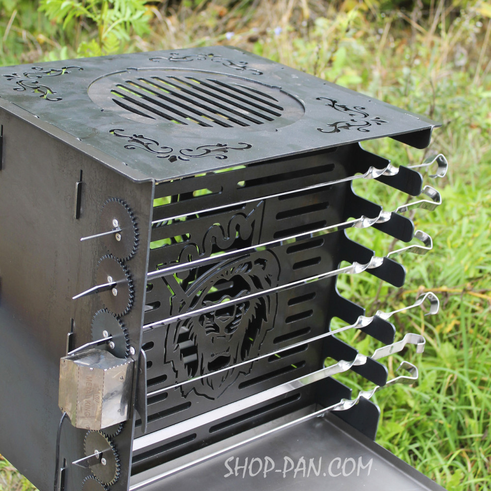 Вертикальний екомангал SHOP-PAN з вбудованою шашличницею та мотором на ніжках SP00247