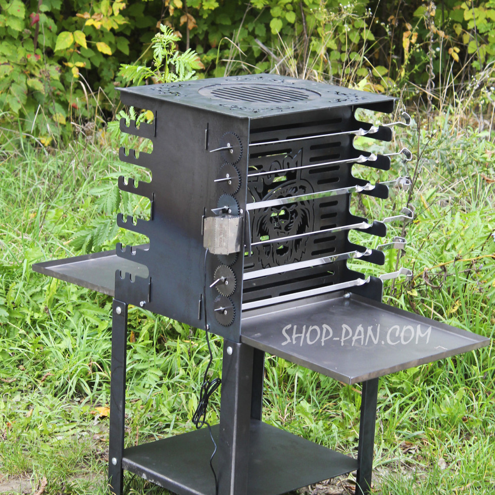 Вертикальний екомангал SHOP-PAN з вбудованою шашличницею та мотором на ніжках SP00247