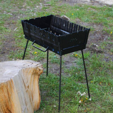 Мангал-валіза 2 мм на 6 шампурів, розкладна жаровня гриль