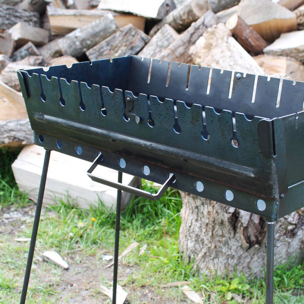 Мангал-валіза 2 мм на 10 шампурів, розкладна жаровня гриль SP00252