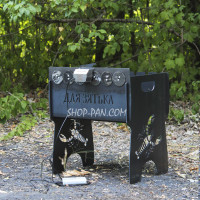 Мангал іменний із вбудованою шашличницею та мотором на 6 шампурів — Для Зняття