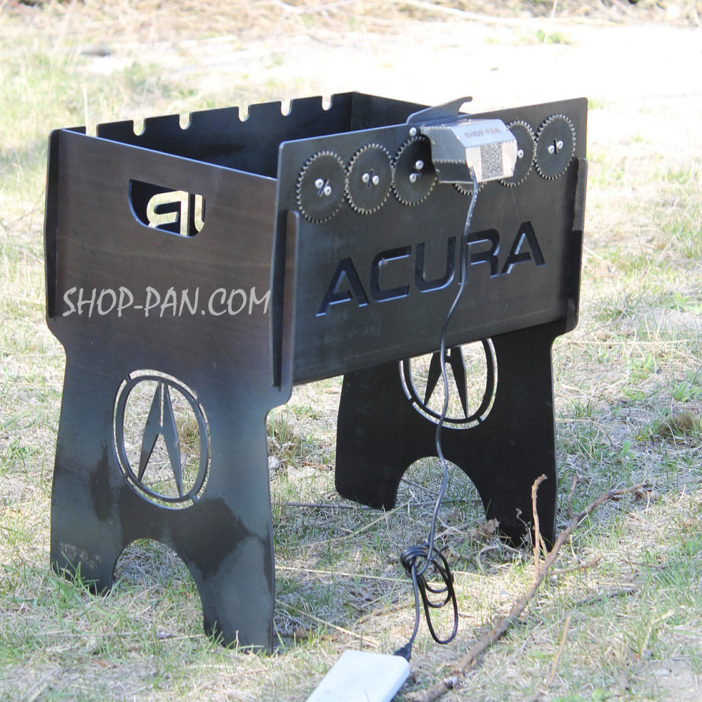 Мангал із вбудованою шашличницею та мотором на 6 шампурів із гравіюванням — BMW SP00260