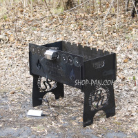 Мангал со встроенной шашлычницей и мотором на 8 шт. с гравировкой - Виталик жарит елку)