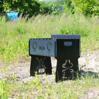 Мангал автоматический на 8 шампуров с гравировкой - Подсолнух