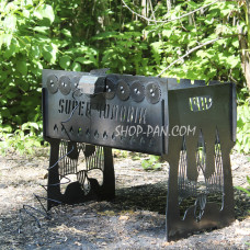 Мангал именной со встроенной шашлычницей и мотором на 8 шампуров — Super Мужчина