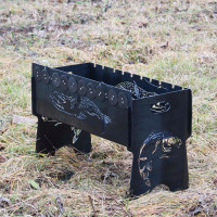 Мангал автоматический на 10 шампуров с гравировкой - Рыба