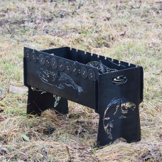 Мангал автоматический на 10 шампуров с гравировкой - Рыба