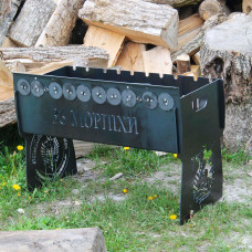 Мангал автоматический на 10 шампуров с гравировкой - Морпихи